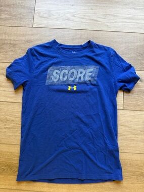 Under Armour Blue 'SCORE' Graphic Tee with Yellow Logo
